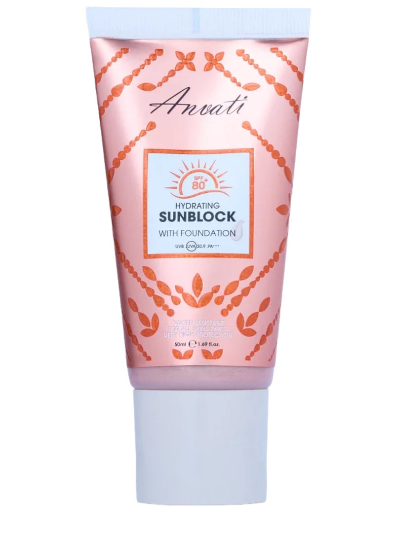 Anvati Hydrating Sunblock with Foundation – Moisturizing Tinted Sunscreen with SPF for Daily UV Protection | Skin Tone Correcting, Lightweight, Non-Greasy Sun Protection Cream for Smooth & Even Coverage - Image 1